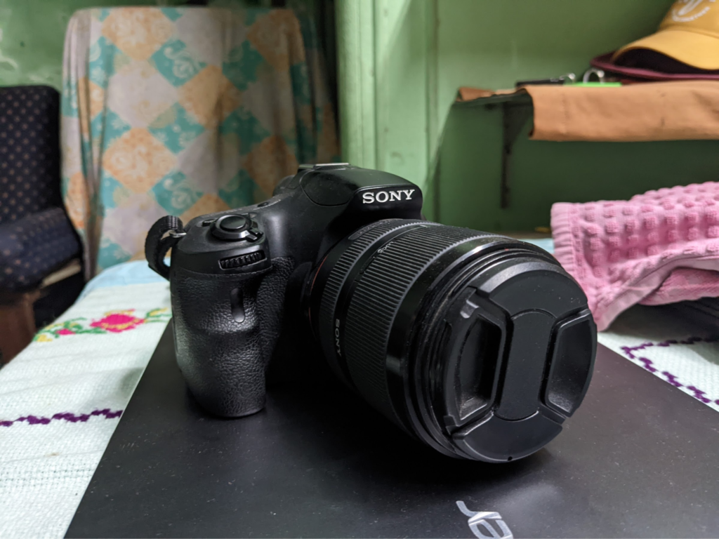 Sony A57 DSLR from the front
